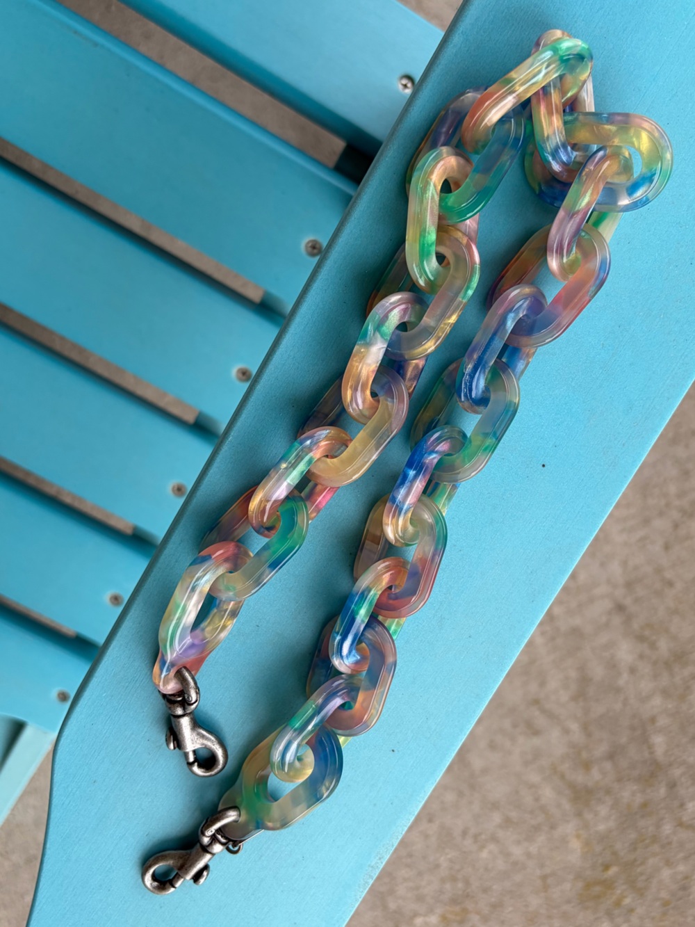 Coach rare resin chain strap multi color blue charm pastel hard to find NWOT - Picture 6 of 8